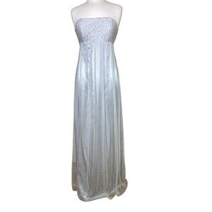 NWT BCBG Strapless Silver Prom Dress, Formal Dress, Sequin Bodice, Size 6
